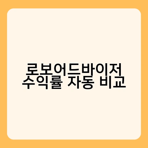 로보어드바이저 수익률 자동 비교