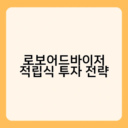 로보어드바이저 적립식 투자 전략 1