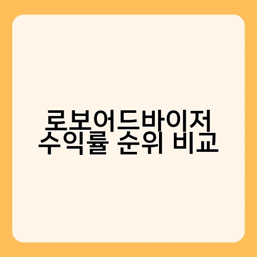 로보어드바이저 수익률 순위 비교 2