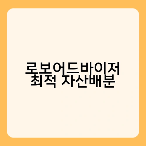 로보어드바이저 최적 자산배분 3